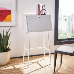 Xander 22 in. White Writing Desk by SAFAVIEH -Safavieh Sales Store white safavieh writing desks dsk2203b 31 1000