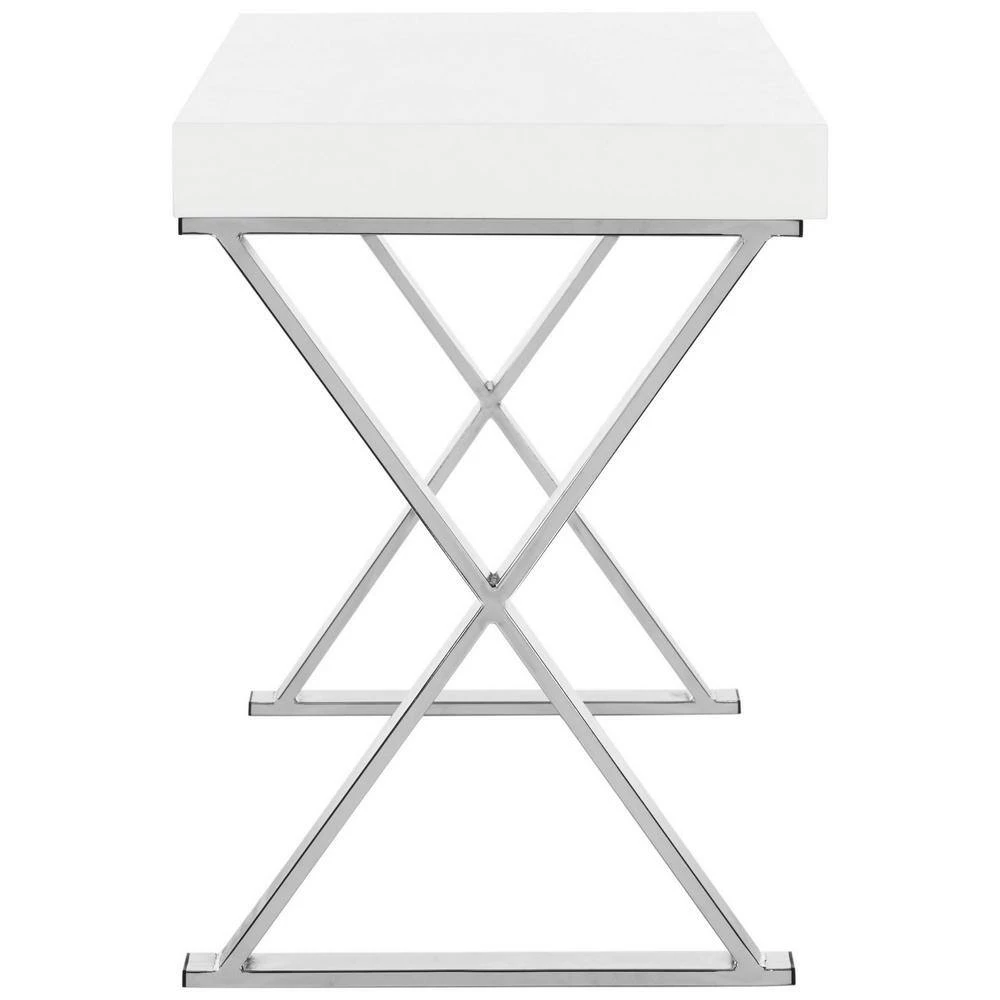 48 in. Rectangular White 1 Drawer Writing Desk with Built-In Storage by SAFAVIEH 7 48 in. Rectangular White 1 Drawer Writing Desk with Built-In Storage by SAFAVIEH - Image 5