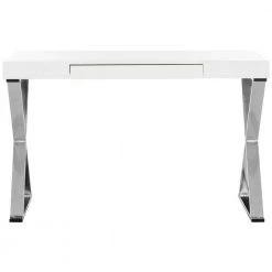 48 in. Rectangular White 1 Drawer Writing Desk with Built-In Storage by SAFAVIEH