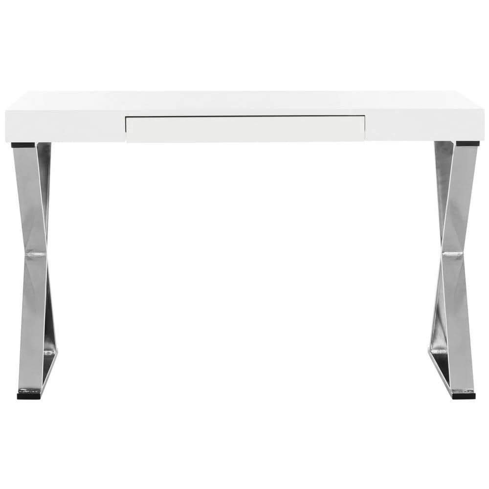 48 in. Rectangular White 1 Drawer Writing Desk with Built-In Storage by SAFAVIEH 3 48 in. Rectangular White 1 Drawer Writing Desk with Built-In Storage by SAFAVIEH