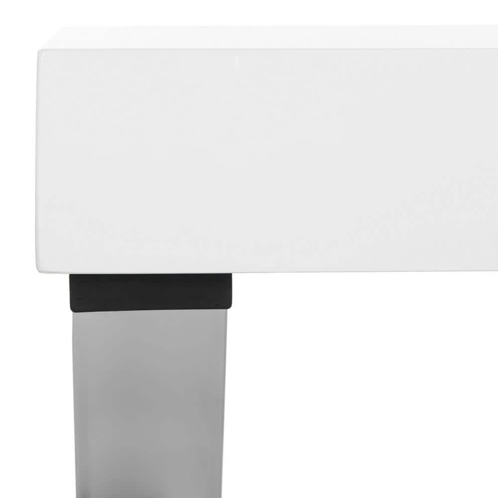 48 in. Rectangular White 1 Drawer Writing Desk with Built-In Storage by SAFAVIEH 11 48 in. Rectangular White 1 Drawer Writing Desk with Built-In Storage by SAFAVIEH - Image 9