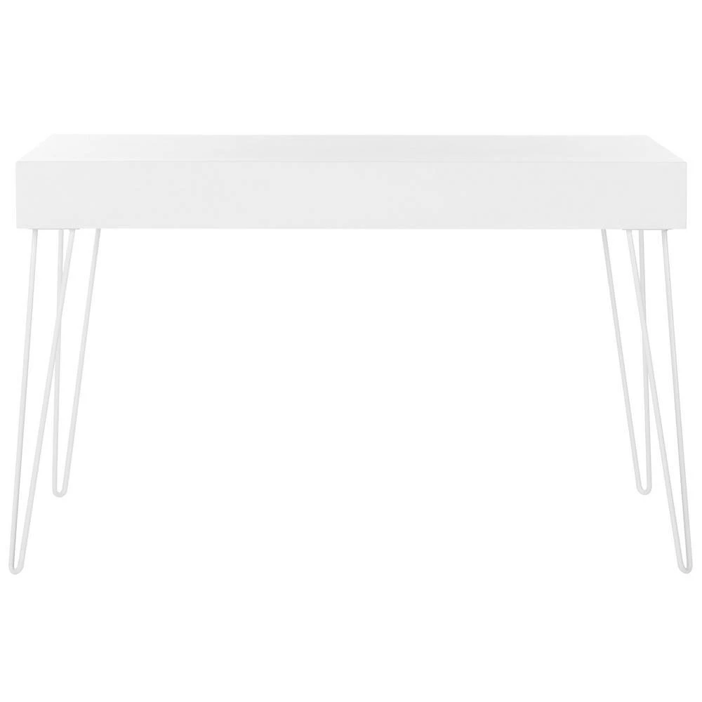 48 in. Rectangular White 2 Drawer Writing Desk with Built-In Storage by SAFAVIEH 9 48 in. Rectangular White 2 Drawer Writing Desk with Built-In Storage by SAFAVIEH - Image 7