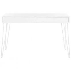 48 in. Rectangular White 2 Drawer Writing Desk with Built-In Storage by SAFAVIEH