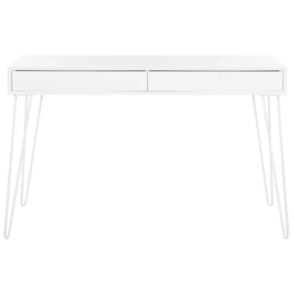 48 in. Rectangular White 2 Drawer Writing Desk with Built-In Storage by SAFAVIEH 3 48 in. Rectangular White 2 Drawer Writing Desk with Built-In Storage by SAFAVIEH