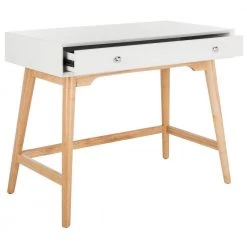 Isadora 38 in. White/Brown 1-Drawer Writing Desk by SAFAVIEH -Safavieh Sales Store white safavieh writing desks fox6293b 31 1000