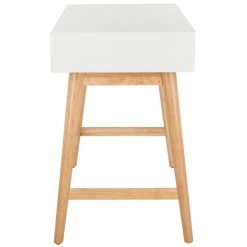 Isadora 38 in. White/Brown 1-Drawer Writing Desk by SAFAVIEH -Safavieh Sales Store white safavieh writing desks fox6293b 4f 1000