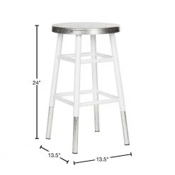 Kenzie 24 in. White/Silver Dipped Counter Stool by SAFAVIEH -Safavieh Sales Store white silver safavieh bar stools fox3211b 40 1000