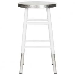 Kenzie 24 in. White/Silver Dipped Counter Stool by SAFAVIEH