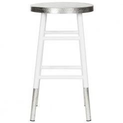Kenzie 24 in. White/Silver Dipped Counter Stool by SAFAVIEH -Safavieh Sales Store white silver safavieh bar stools fox3211b c3 1000
