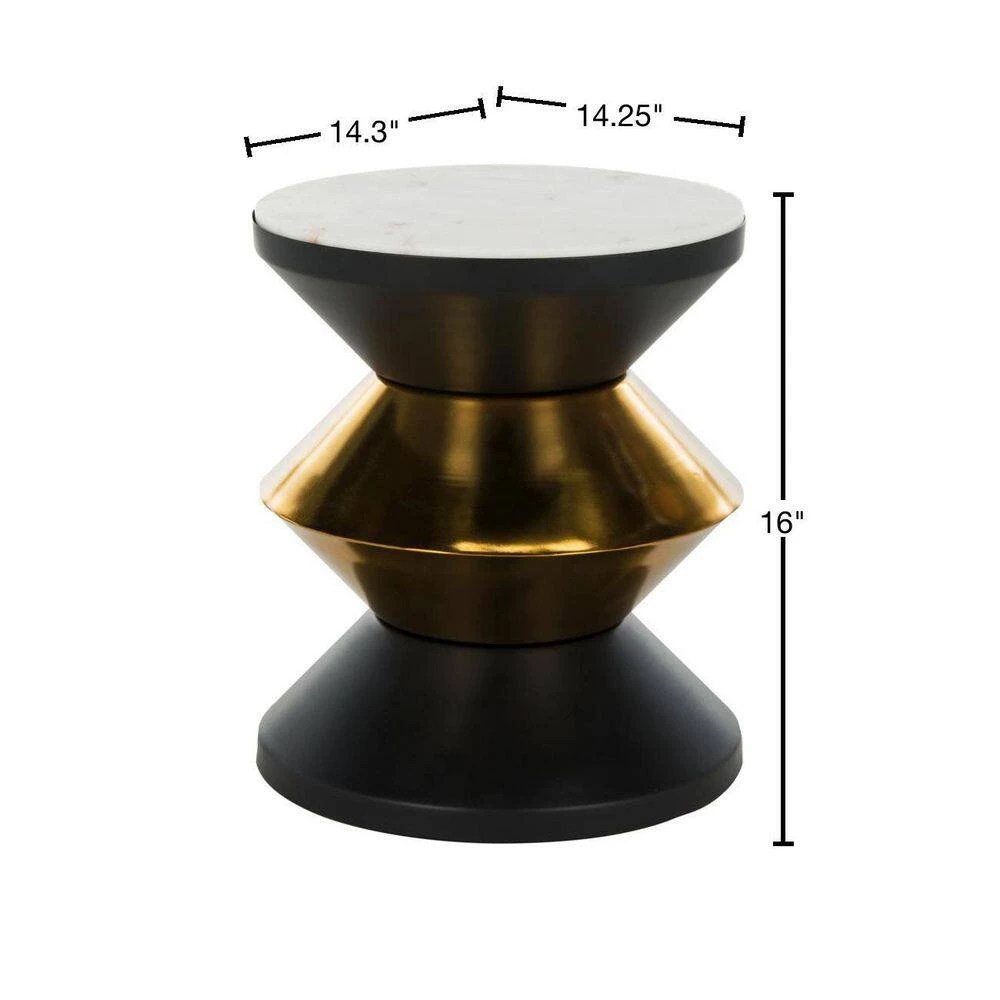 Azizi White/Black/Gold Side Table by SAFAVIEH 5 Azizi White/Black/Gold Side Table by SAFAVIEH - Image 3
