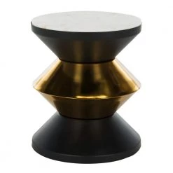 Azizi White/Black/Gold Side Table by SAFAVIEH
