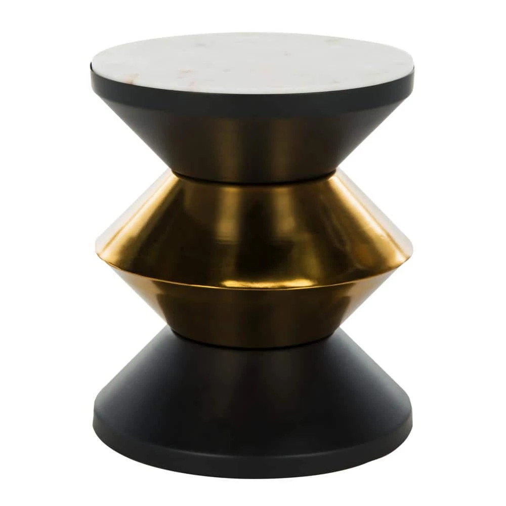 Azizi White/Black/Gold Side Table by SAFAVIEH 3 Azizi White/Black/Gold Side Table by SAFAVIEH