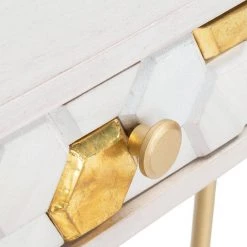 Raveena 34.6 in. White/Gold Wood 1-Drawer Writing Desk by SAFAVIEH -Safavieh Sales Store white wash brass safavieh writing desks dsk9002c 66 1000