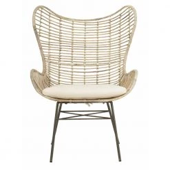 Malia Beige Rattan Wingback Accent Chair by SAFAVIEH
