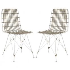 Minerva Off-White Wicker Dining Chair (Set of 2) by SAFAVIEH