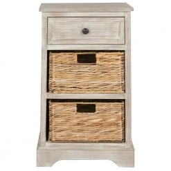 Carrie Off-White Storage Side Table by SAFAVIEH -Safavieh Sales Store white wash safavieh end side tables amh5700g c3 1000