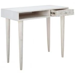 Zinnia 35 in. Off-White/Silver Wood 1-Drawer Writing Desk by SAFAVIEH -Safavieh Sales Store white wash silver safavieh writing desks dsk9000b 31 1000