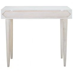 Zinnia 35 in. Off-White/Silver Wood 1-Drawer Writing Desk by SAFAVIEH -Safavieh Sales Store white wash silver safavieh writing desks dsk9000b 44 1000