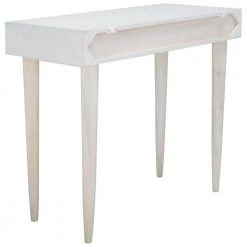 Zinnia 35 in. Off-White/Silver Wood 1-Drawer Writing Desk by SAFAVIEH -Safavieh Sales Store white wash silver safavieh writing desks dsk9000b c3 1000