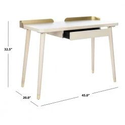 Parker 45 in. Off-White/Gold 1-Drawer Writing Desk by SAFAVIEH -Safavieh Sales Store white washed gold safavieh writing desks dsk6400b 77 1000